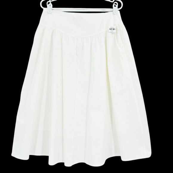 Liz Claiborne Womens Stretch Zip/Pockets Side Lined White Midi Skirt Size 8 NWOT - Picture 2 of 9